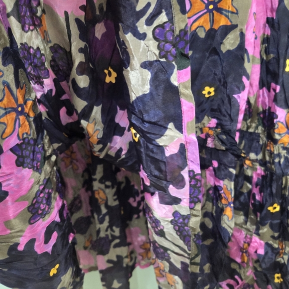 Oliphant Suzani Navy Mock Neck Ruffle Maxi Dress in a silk viscose Womens Small - Picture 15 of 15